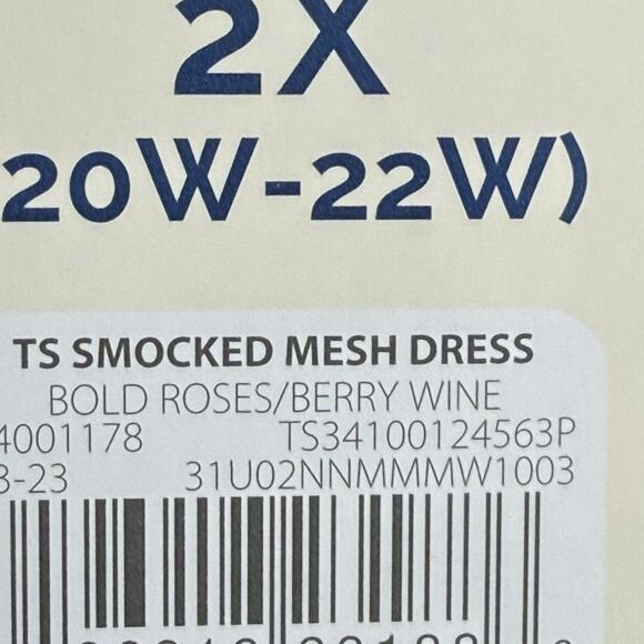 Terra & Sky Midi Dress NEW Sz 2X Smocked Mesh Bold Roses Berry Wine Lined Bohe - Picture 7 of 9